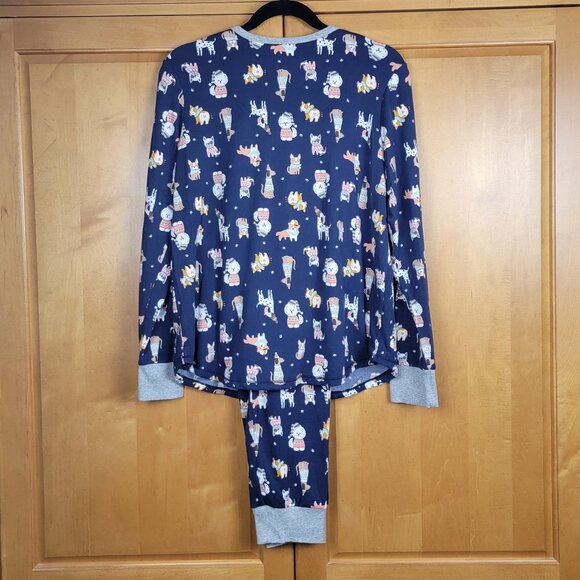 Cuddl Duds Holiday Dogs Print 2 Pc Navy Pajama Set With Pockets - M - Picture 7 of 12